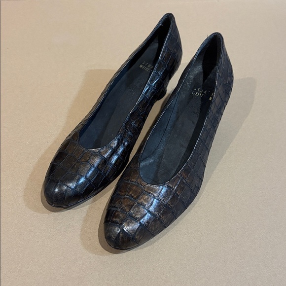 Stuart Weitzman Shoes - Stuart Weitzman Shiny Dark brown snakeskin heels